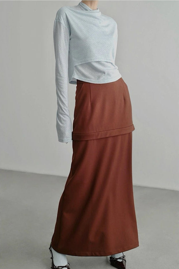 不規則領口長袖上衣 B4346