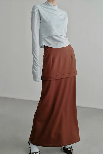 不規則領口長袖上衣 B4346