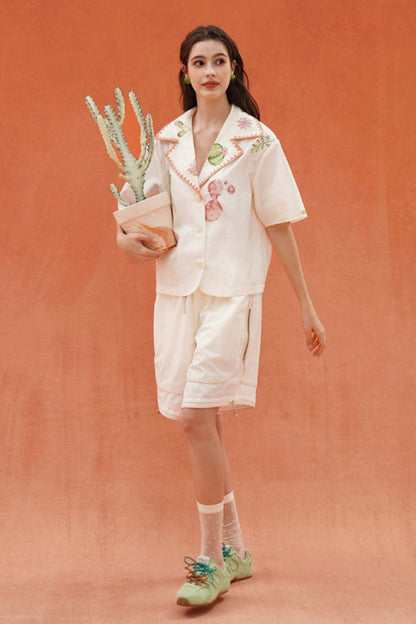 Cactus print light retro shirt B3931