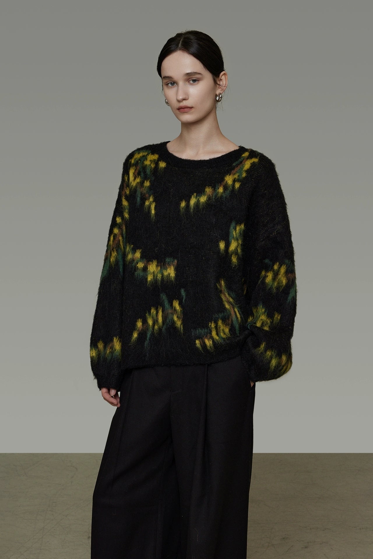 Retro tie-dye loose sweater B4503