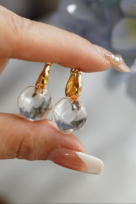 S925 Natural White Crystal 7A Grade Earrings B4384