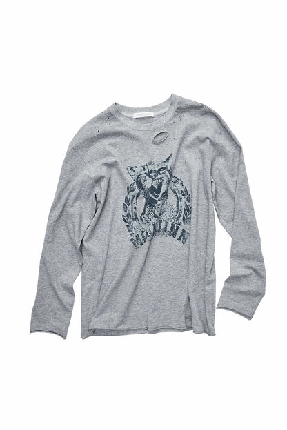 アメリカンキャットプリントリップドTシャツ　B4389