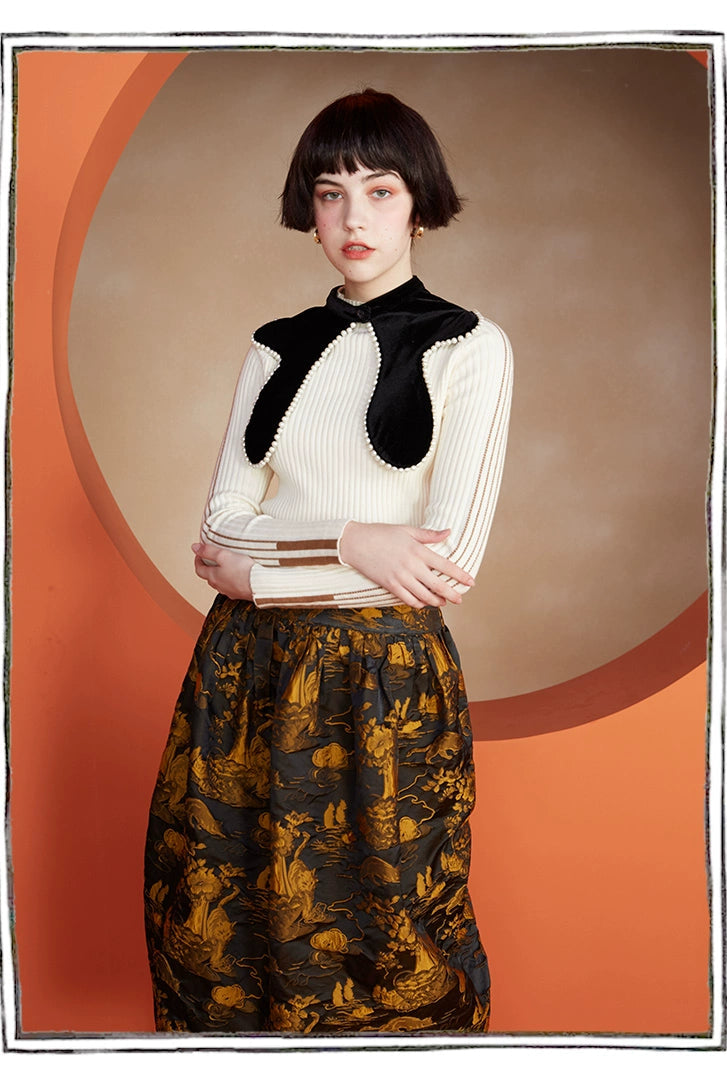 ユニークパールビーズベルベットカラー　b4446