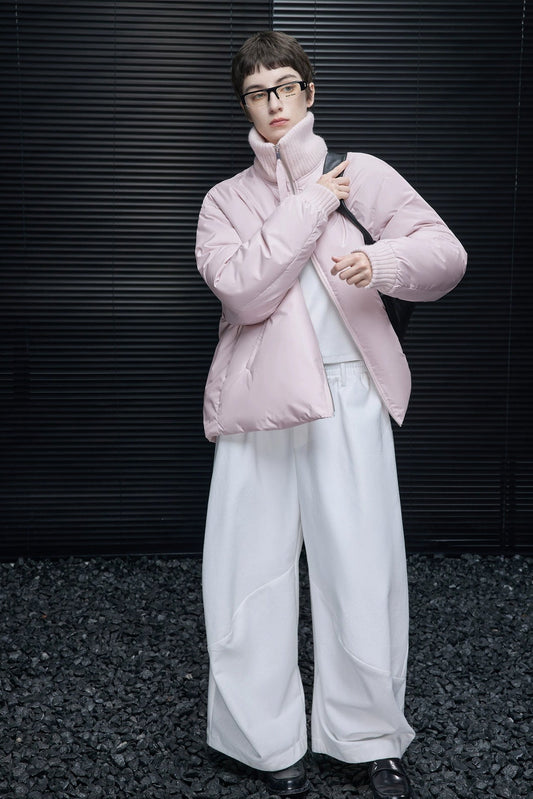 ピンクスタンドカラーダウンジャケット　B4541