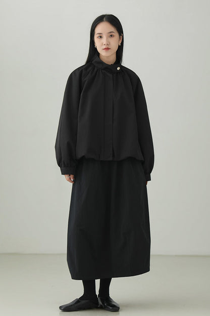 Stand collar gathered jacket B4274