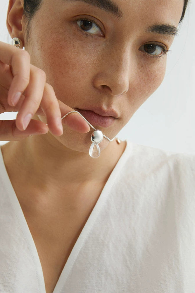 S925ウオータードロップクリスタルペンダントネックレス　B4246