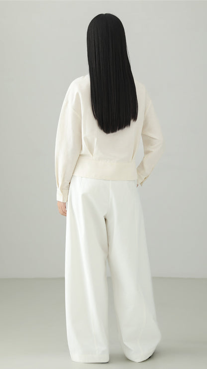 Linen blend peplum design top B4665