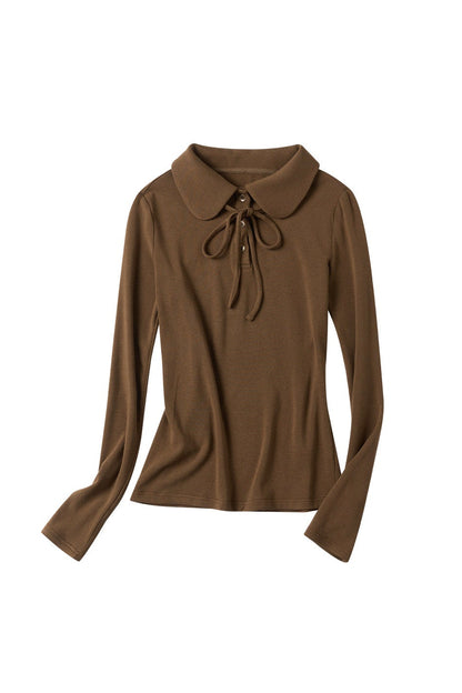 ピーターパンカラータイ長袖ポロシャツ　B4591