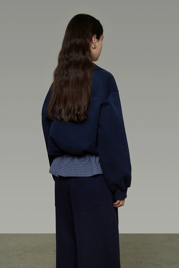 Contrast half-zipper sweatshirt B4441