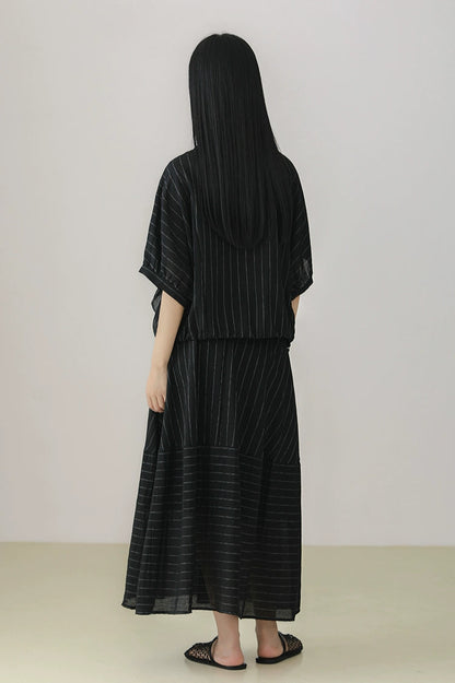 Irregular Striped Bud Skirt B3966