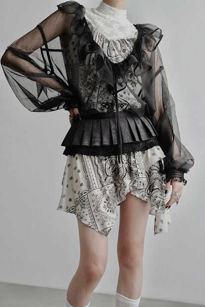 Ropeway Deep V-neck Sheer Shirt B4253