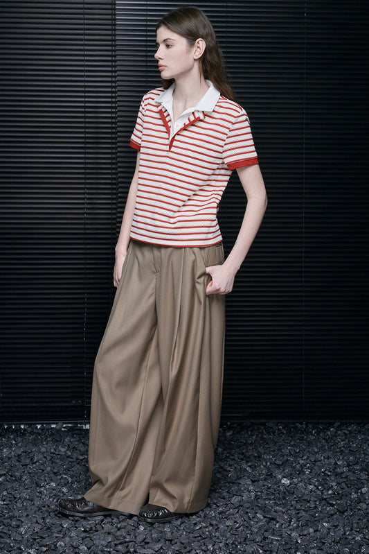 Fake Two-Piece Stripe Short-Sleeve Polo Shirt B4709