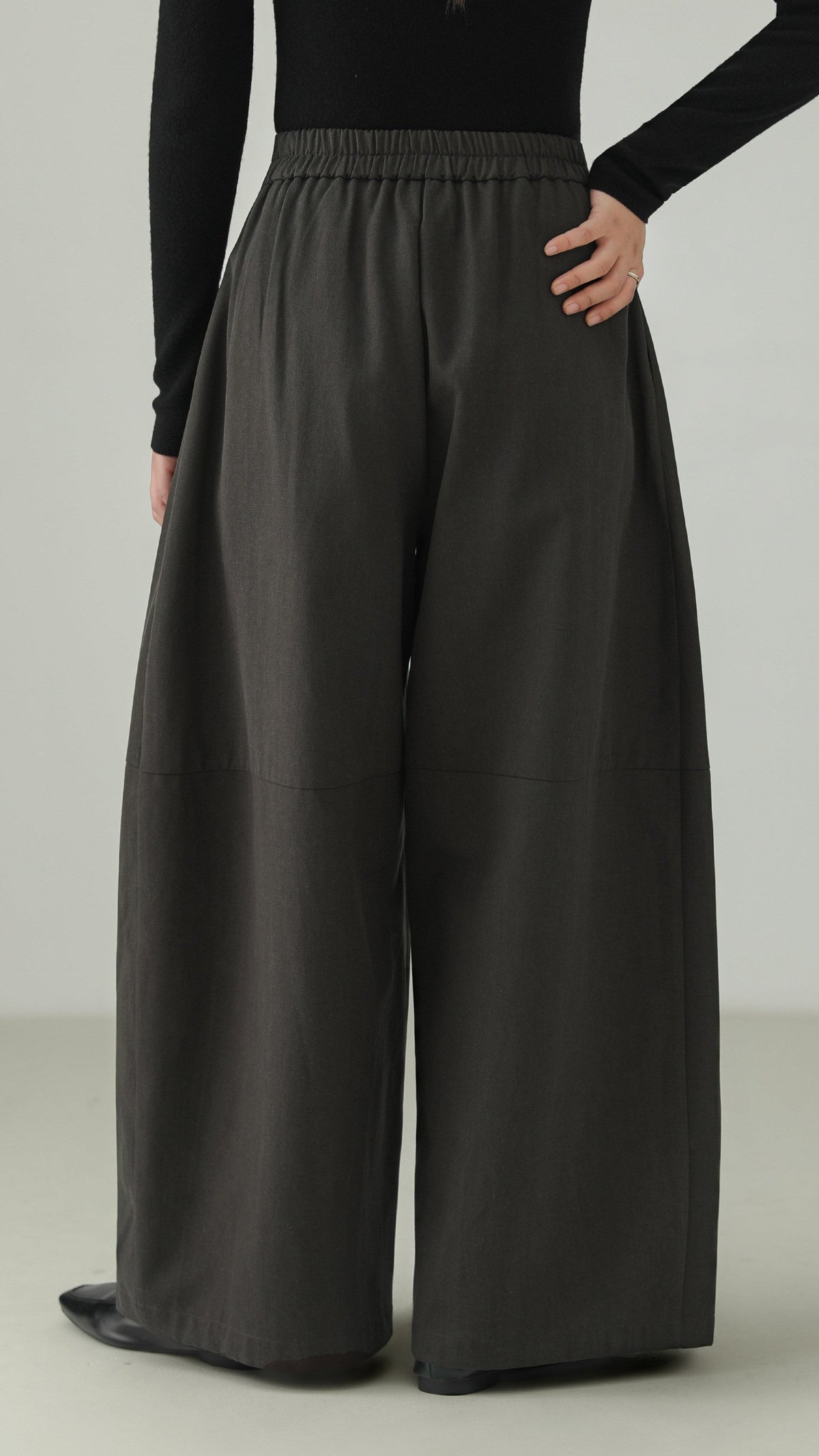 Tencel Cotton Tuck Wide Pants B5006