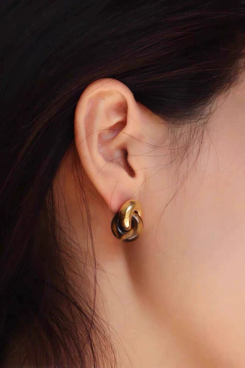 S925ジャイアントファイヤータイガーアイピアス　B4387