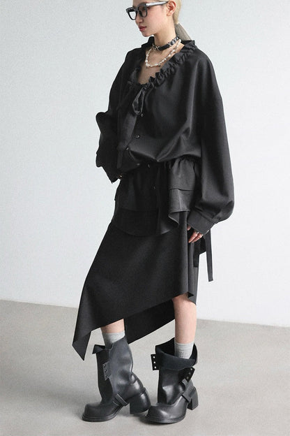 ワイドウエストアシメトリースカート　B4648