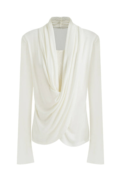 Cross V-neck knit top B4300