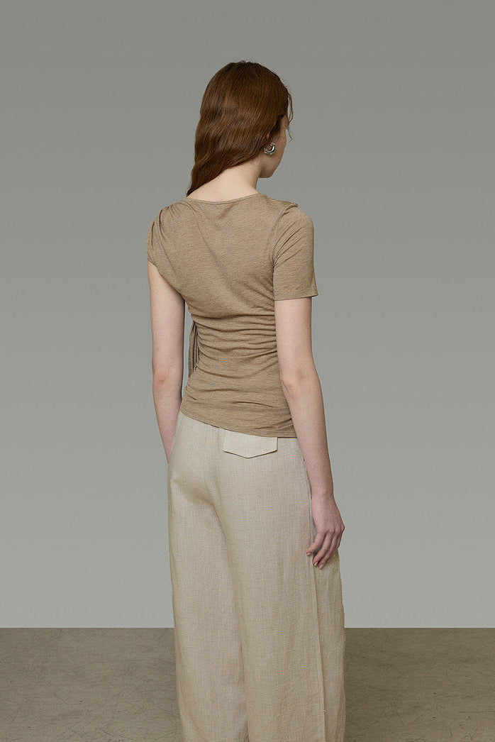 Metal Buckle Twist Design Knit Top B442