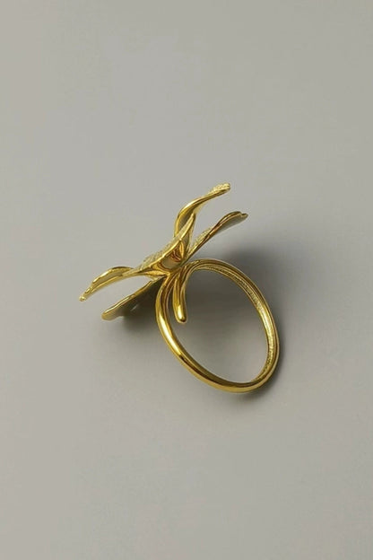 S925 Flower Peony Open Ring B4264