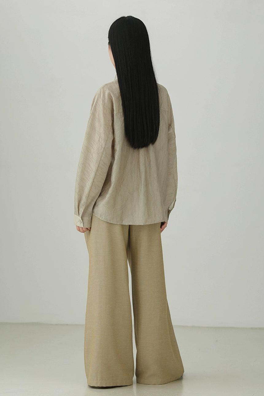 天絲提花寬鬆長袖襯衫B4269