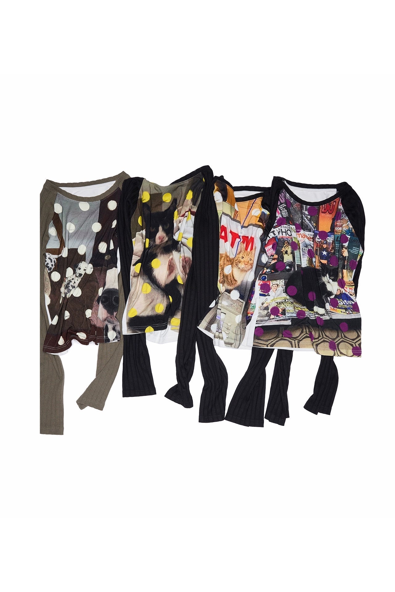 キャット＆ドッグ ドットプリントスリミングTシャツ　B4320