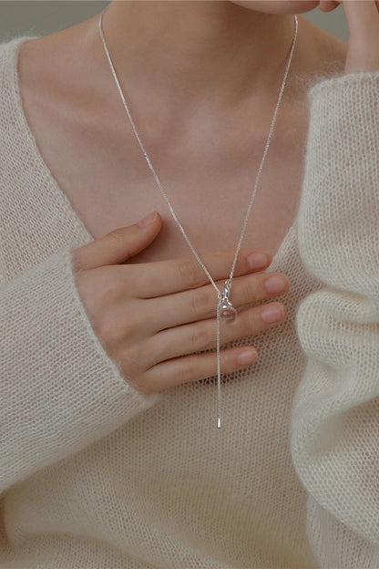 S925シャドウホワイトクリスタルペンダントネックレス　B4516