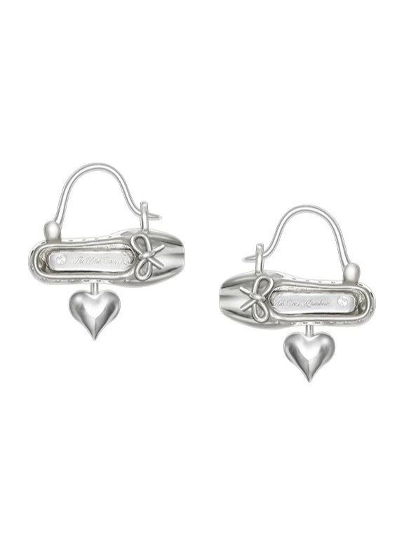 S925 Valley shoes peach heart earrings B2427