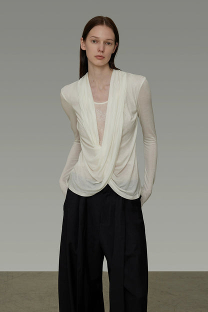 Cross V-neck knit top B4300