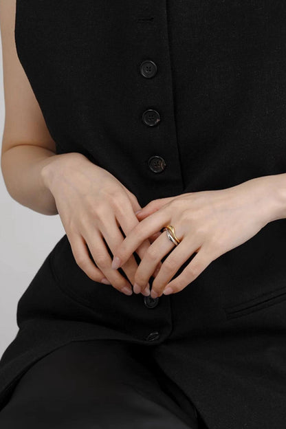 S925シンプルフレンチオープンリング　B4721