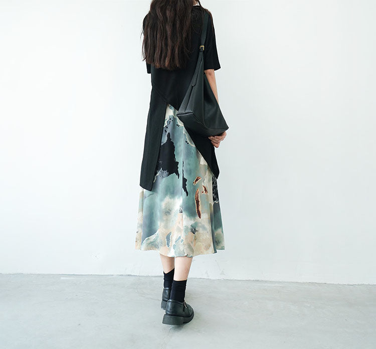 A line oil painting style skirt B1854