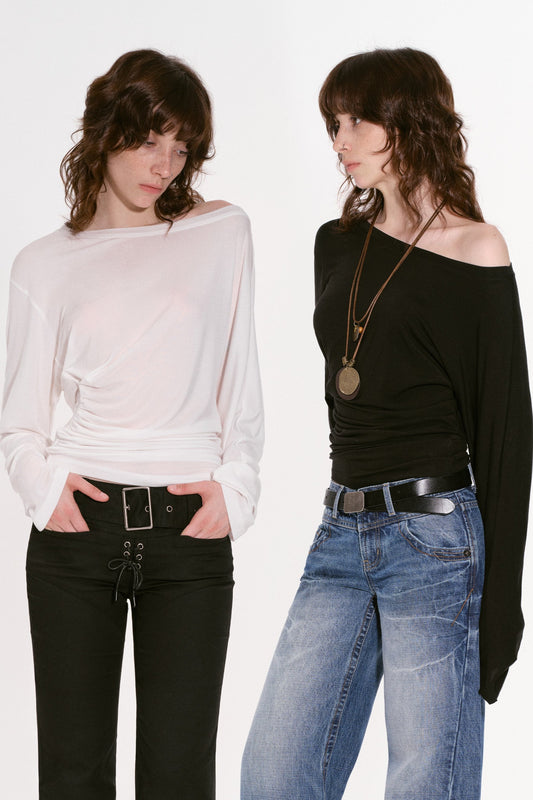 不規則天絲長袖T卹 B3246