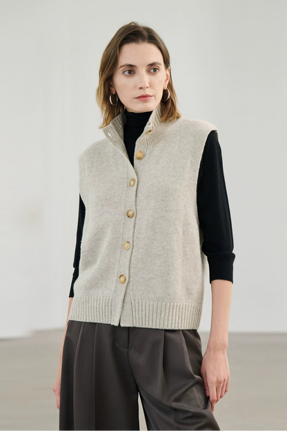 美利奴羊毛立領背心 B4484