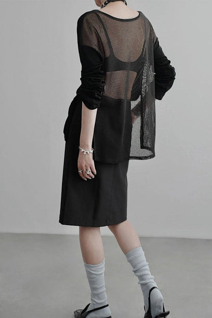 Infinity Mesh Long Sleeve Sweater B4254