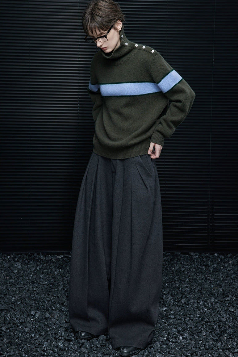 Gray Lazy Style Wide Pants B4354