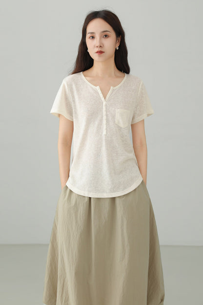 VネックアイスタッチワイドTシャツ　B4850