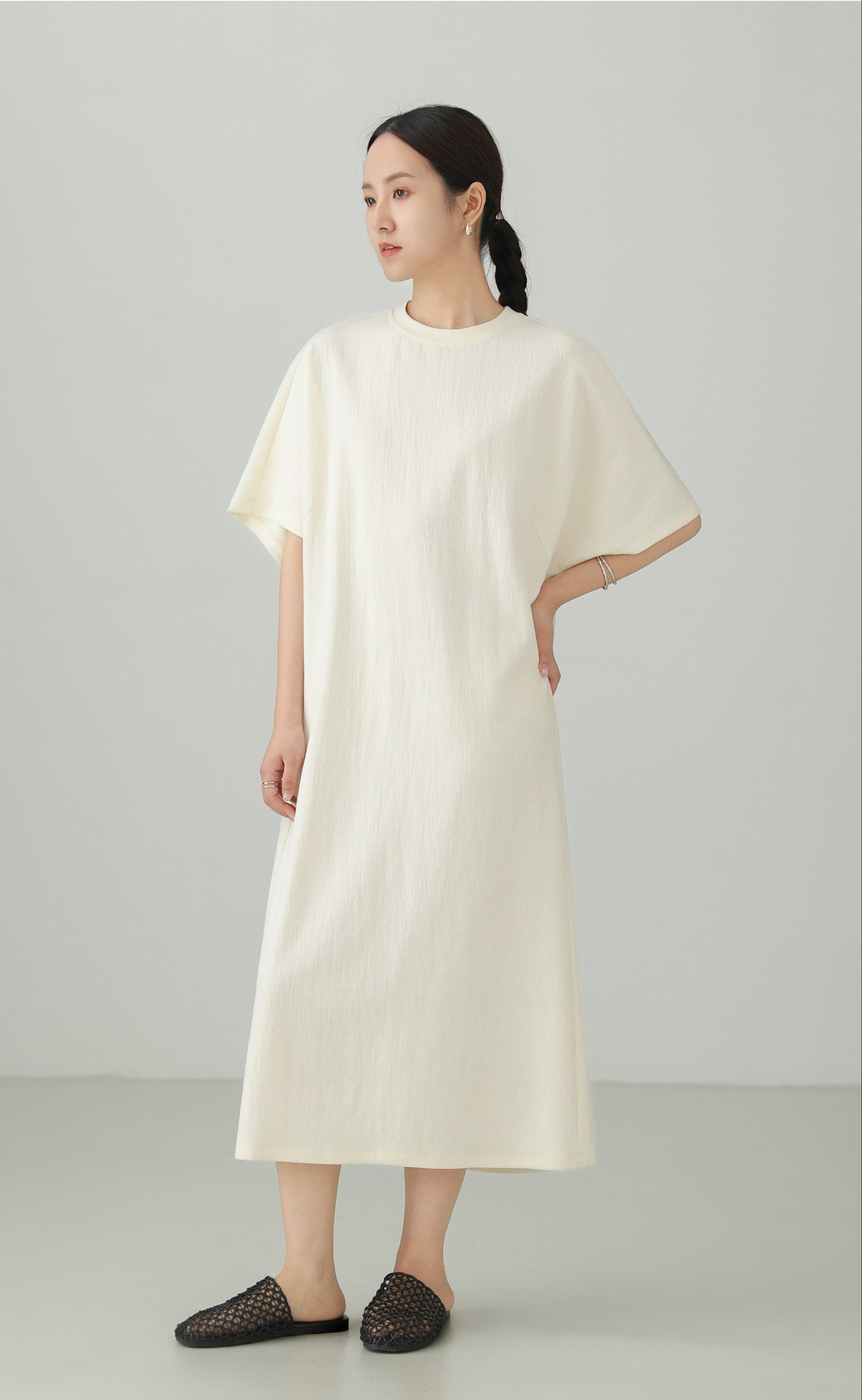 Minimal Cutwork Oversized Dress B4892