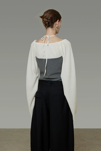 Color Block V-Neck Knit Top B4437