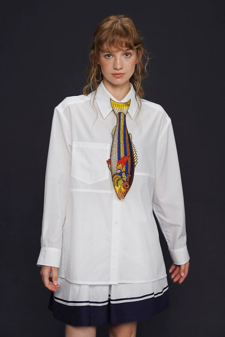 イエローフィッシュヴィンテージ刺繡ネクタイ　B4162