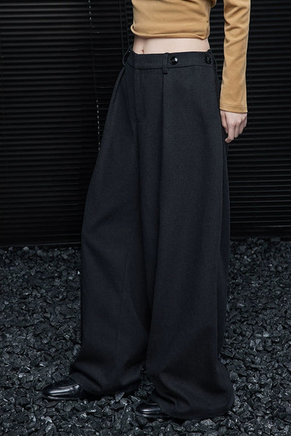 深灰色磨毛寬褲 B4416