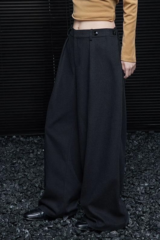 Dark gray brushed wide suit pants B4416