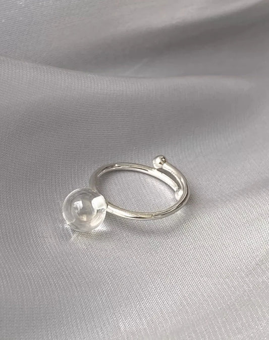 S925 White Crystal Simple Open Ring B2819
