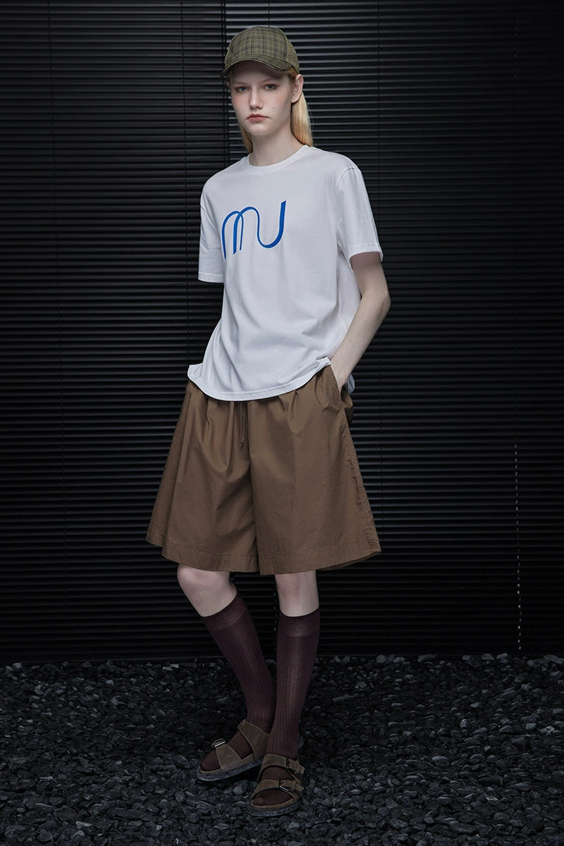 コーヒーカラールーズコットンハーフパンツ　B3871