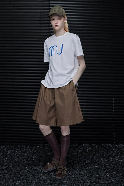 コーヒーカラールーズコットンハーフパンツ　B3871