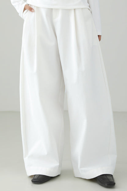 White Straight Wide Versatile Pants B4655