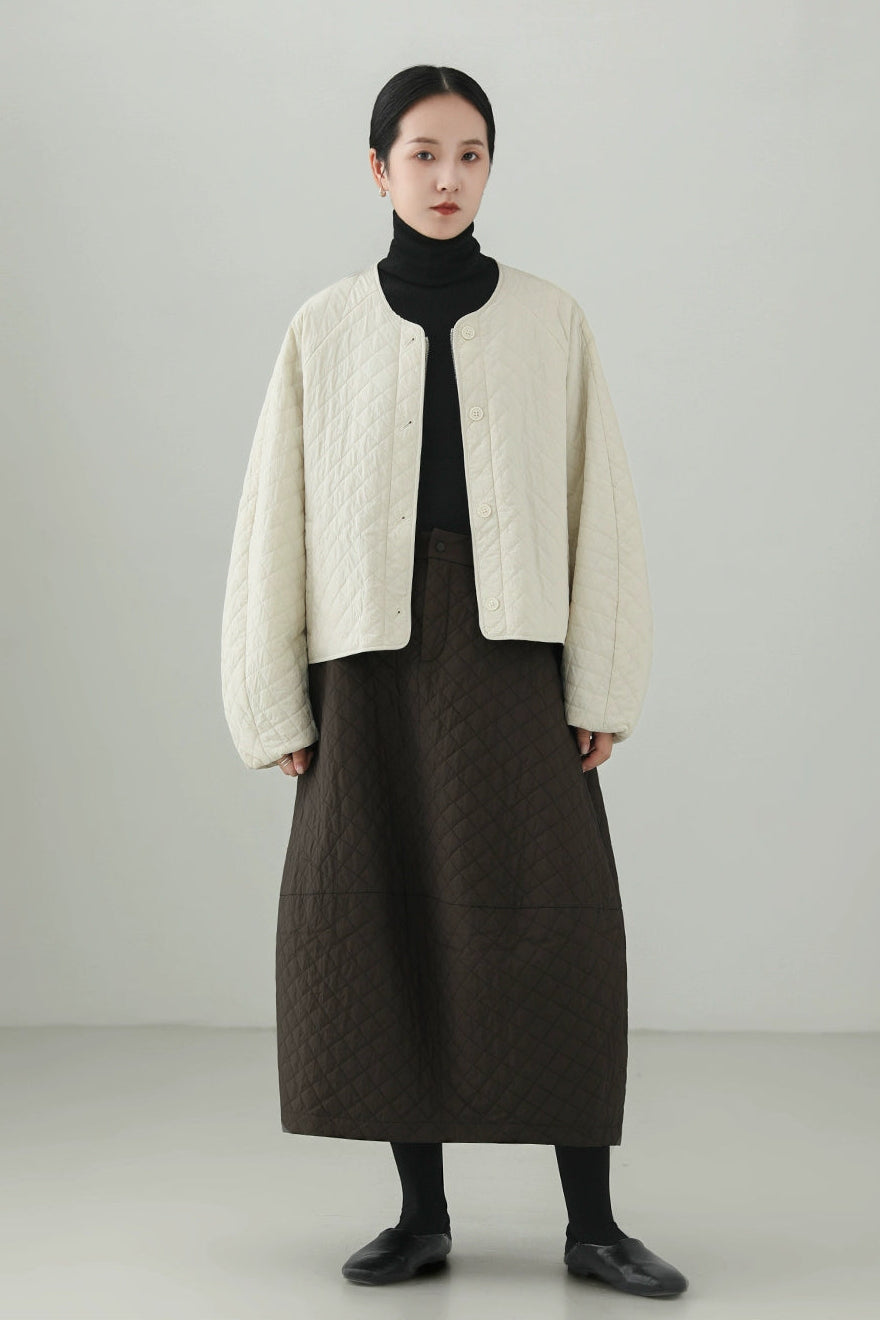 ウールキルティングショートコート　B4532