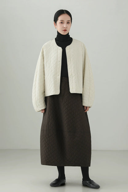 ウールキルティングショートコート　B4532