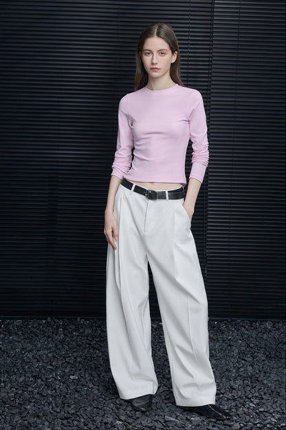 ホワイトストレートスーツワイドパンツ　B4686