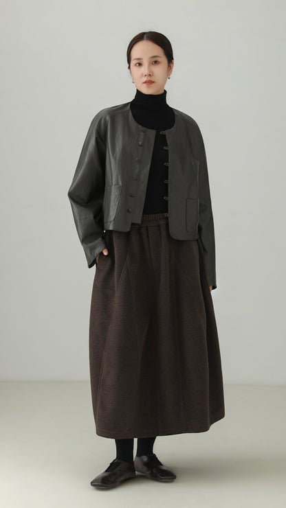 Wool-blend balloon midi skirt B5002