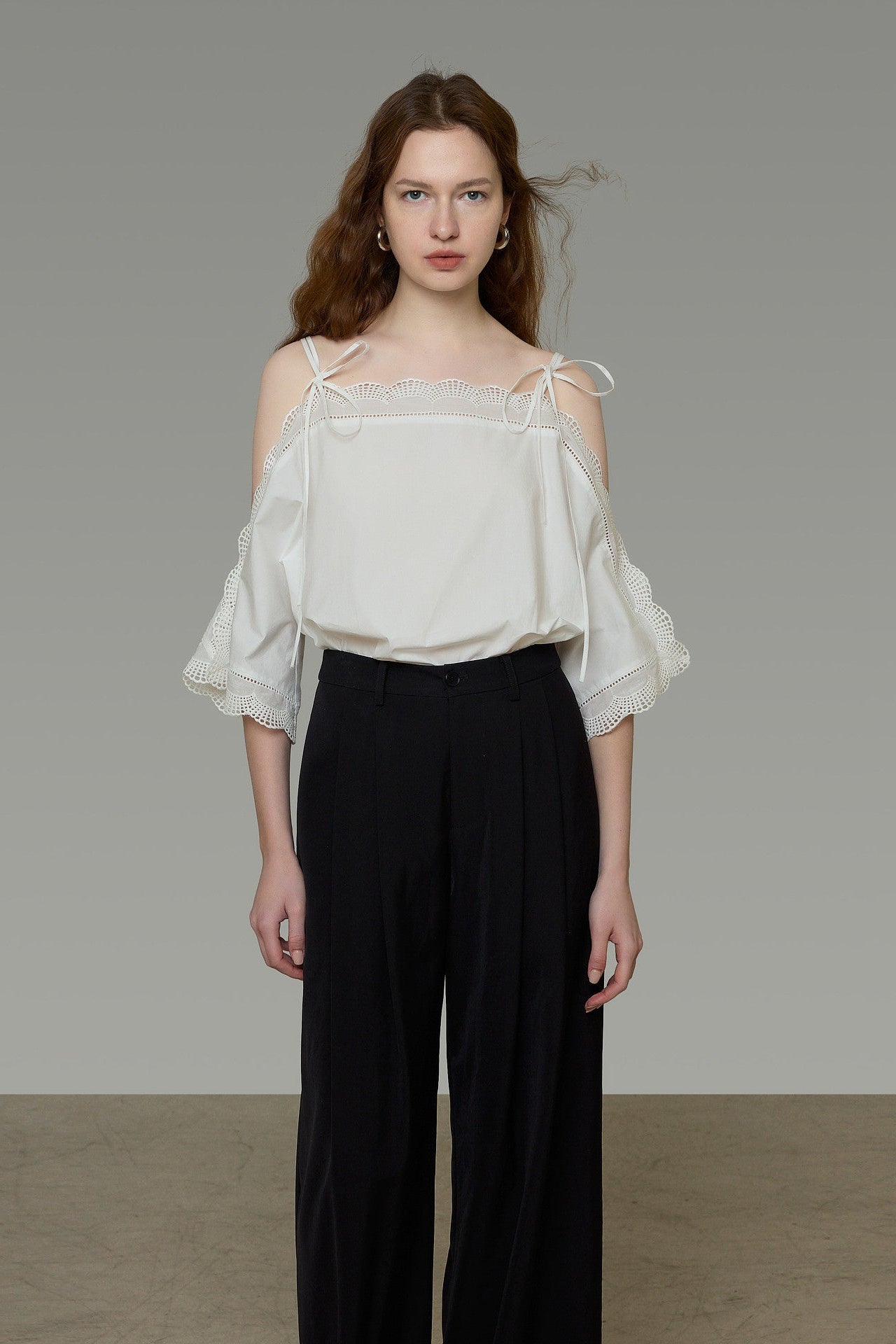 French Off-Shoulder Lace Design Blouse B4767