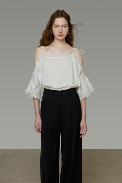 French Off-Shoulder Lace Design Blouse B4767