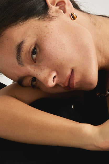 S925虎眼石經典耳環 B4284